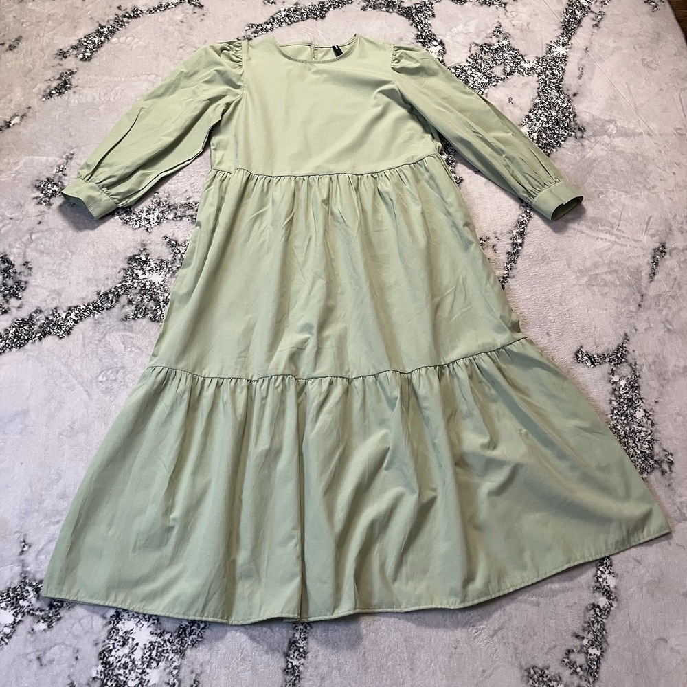 Defacto Dress Womens Size 12/ 44 Light‎ Green Modern Bohemian Tiered Maxi